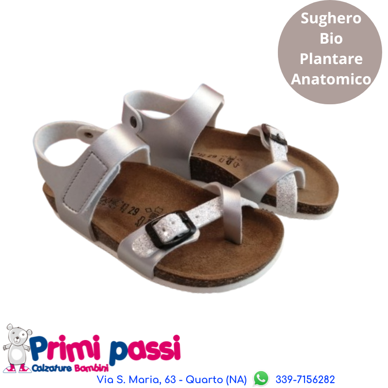 Sandalo Sughero Pelle Brio Argento