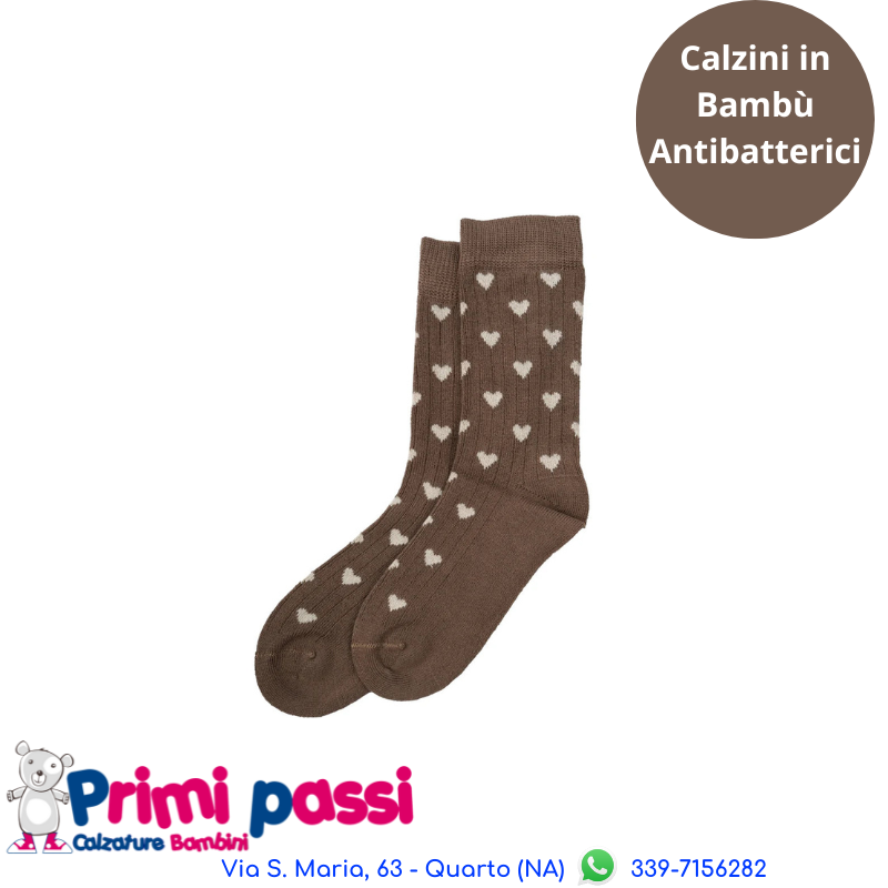 Minipop - Calzini Bambù Fantasia Cuoricini Cappuccino