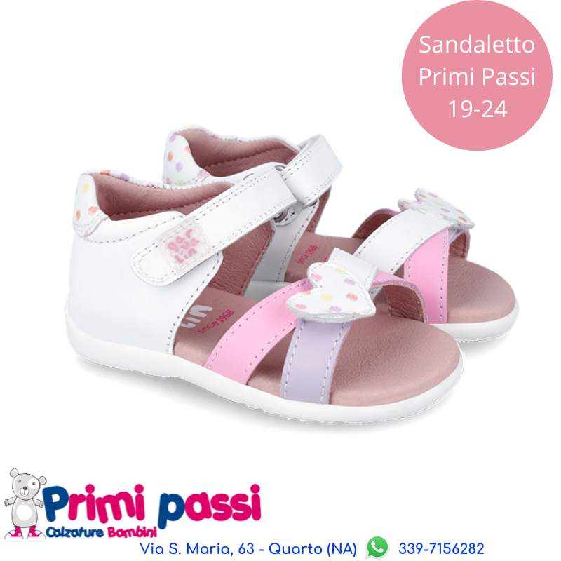 Sandaletto Primi Passi Cuori Bianco/Rosa