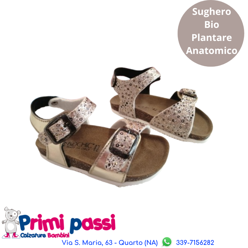 Sandalo Sughero Pelle Oro e Glitter