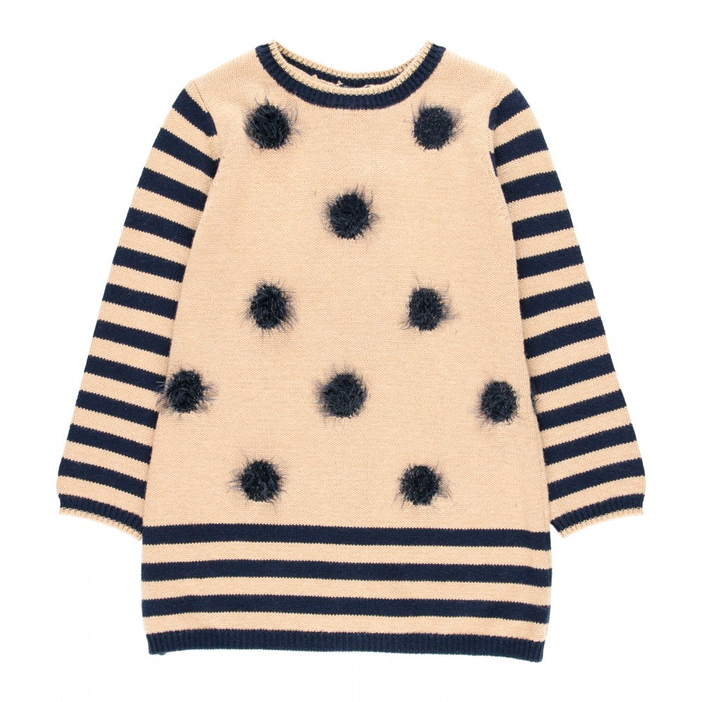 Blue Polka Dot Sweater Dress for Girls (7A-8A-10A)