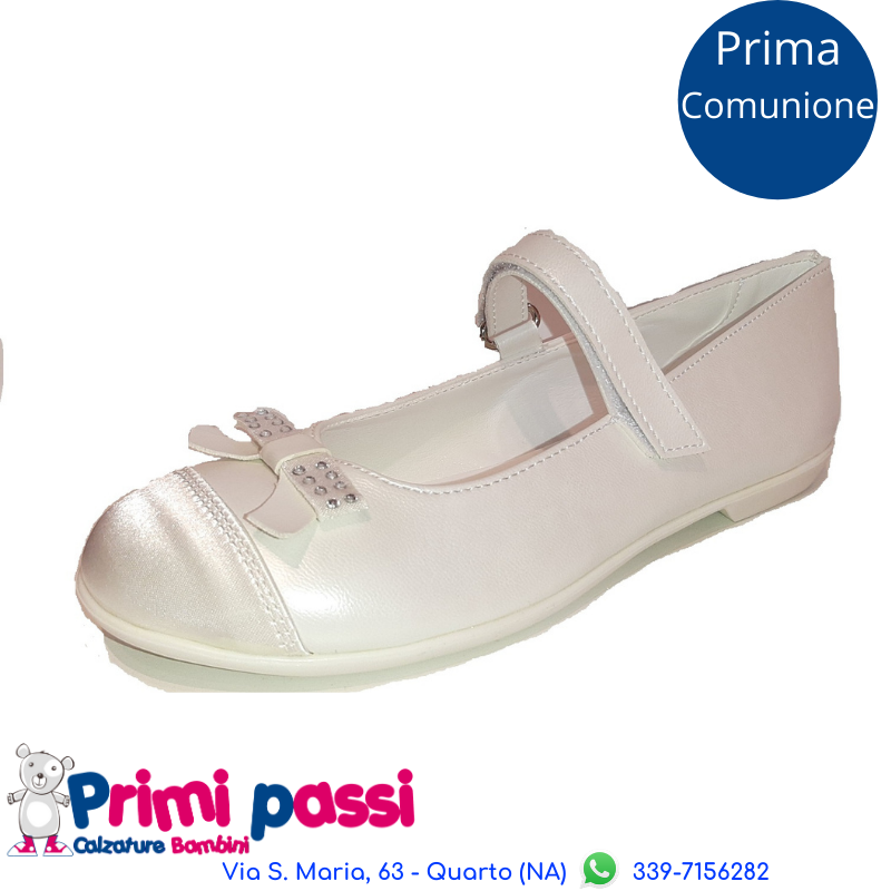 Ballerina Bianco/Perla punta raso (31-37)