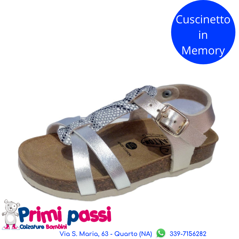 Silver laminated cork sandals