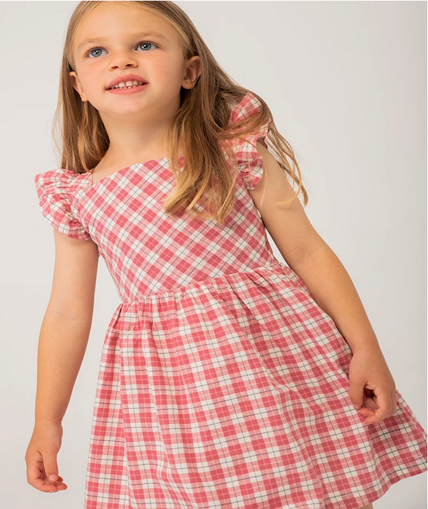 Vestito Popelin quadretti Ciliegia (18M - 8A)
