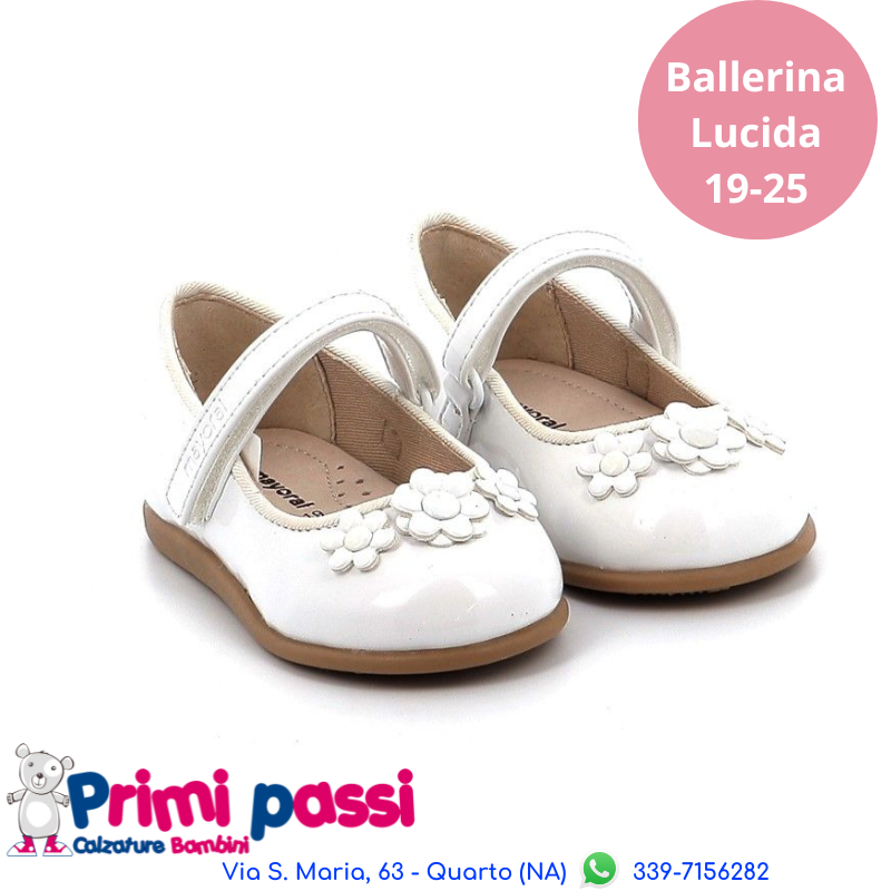 Ballerina Vernice Bianca Fiori (19-25)