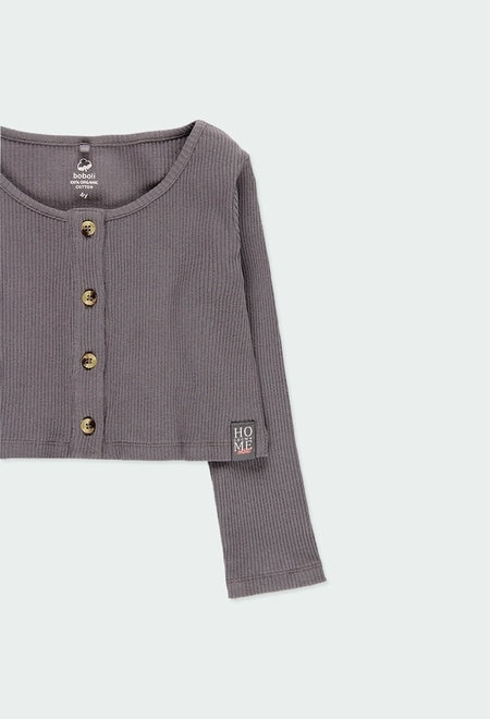 Giacca ragazza costine grigia