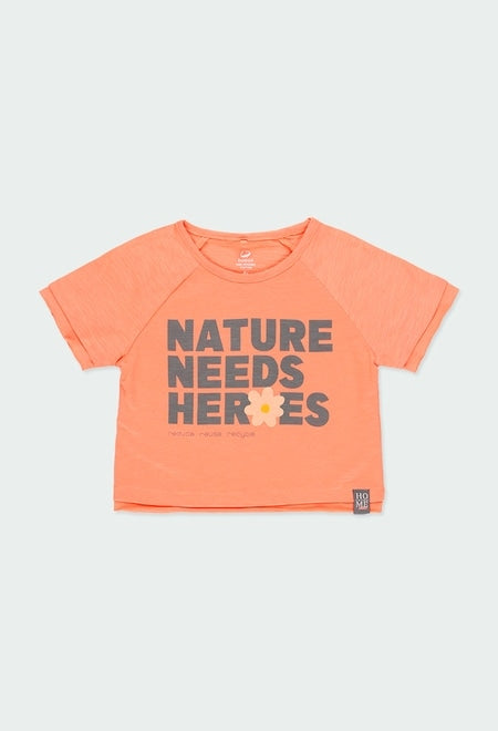 T-shirt manica corta ragazza pompelmo