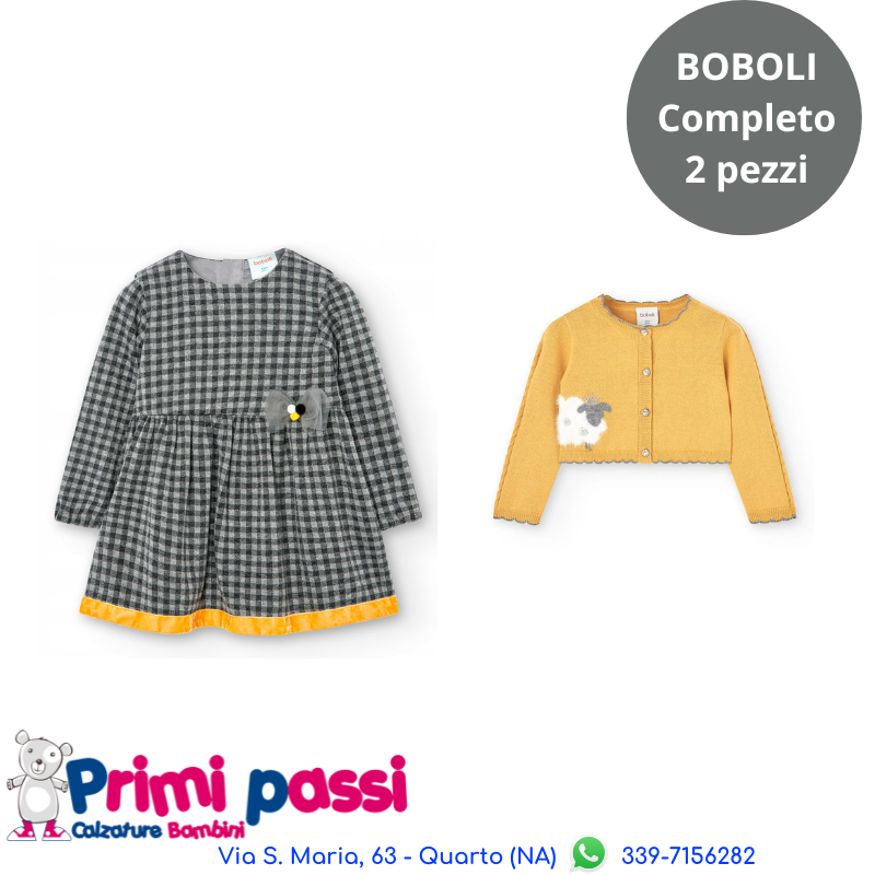 Completo Pois Fiocco Grigio + Scaldacuore Ocra(18M-8A)