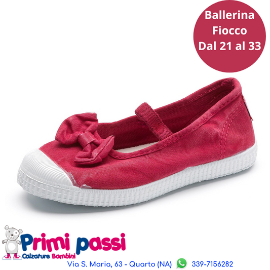 Canvas Ballerina - Bright Pink with Bow