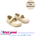 Batilas Ballerina Bottoncino Tela Beige Natural