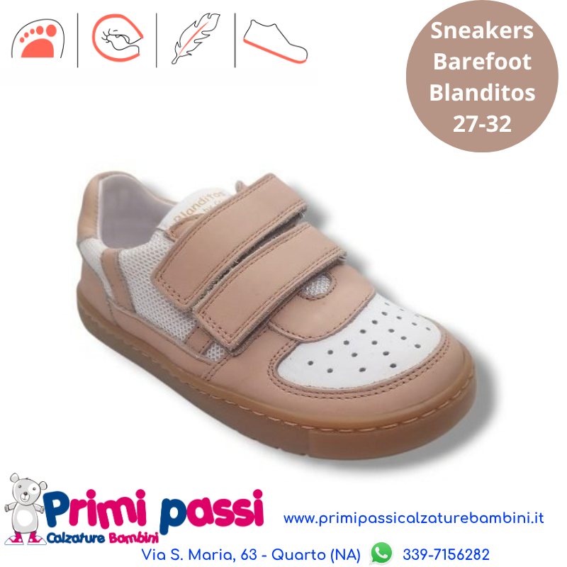 Blanditos Sneakers Barefoot KAUAI Bianco/Rosa