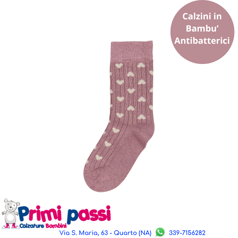Minipop - Calzini Bambù Cuoricini Bianchi