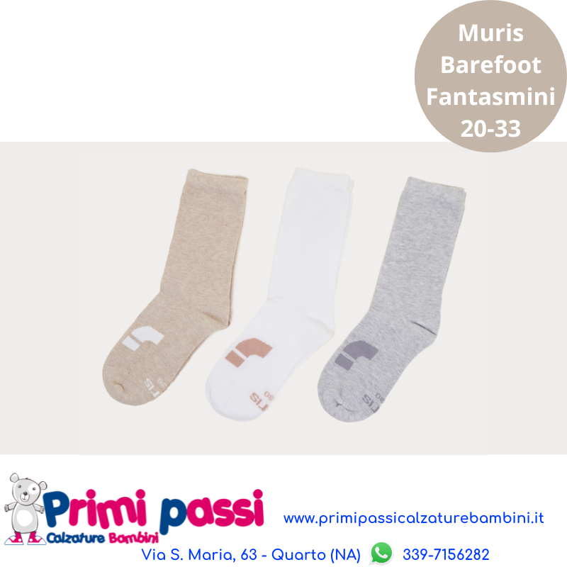 Muris - Tris Calzini Alti Barefoot Bianco/Beige/Grigio
