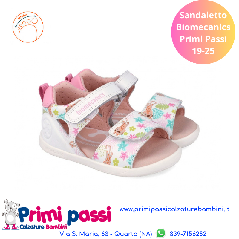 Sandalo Primi Passi Biomecanics Bianco Multi