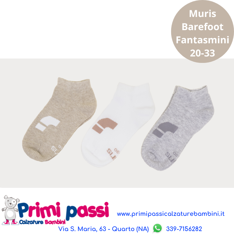 Muris - Tris Calzini Corti Barefoot Bianco/Beige/Grigio