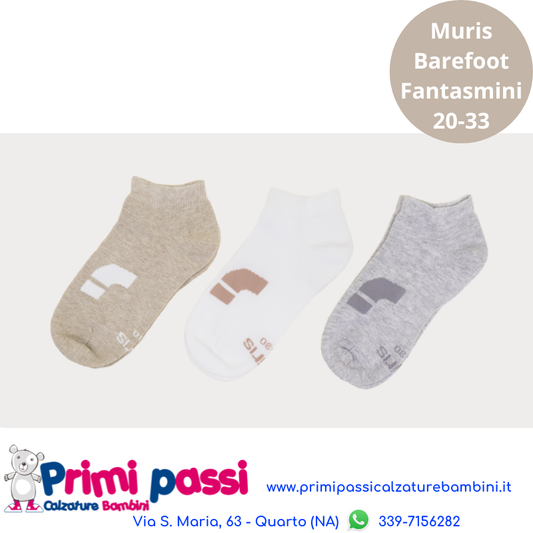 Muris - Tris Calzini Corti Barefoot Bianco/Beige/Grigio