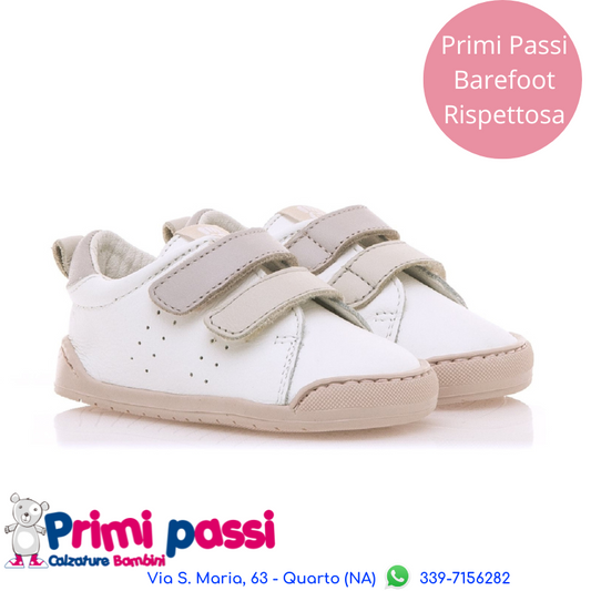 sportiva primi passi barefoot bianca/rosa chiaro