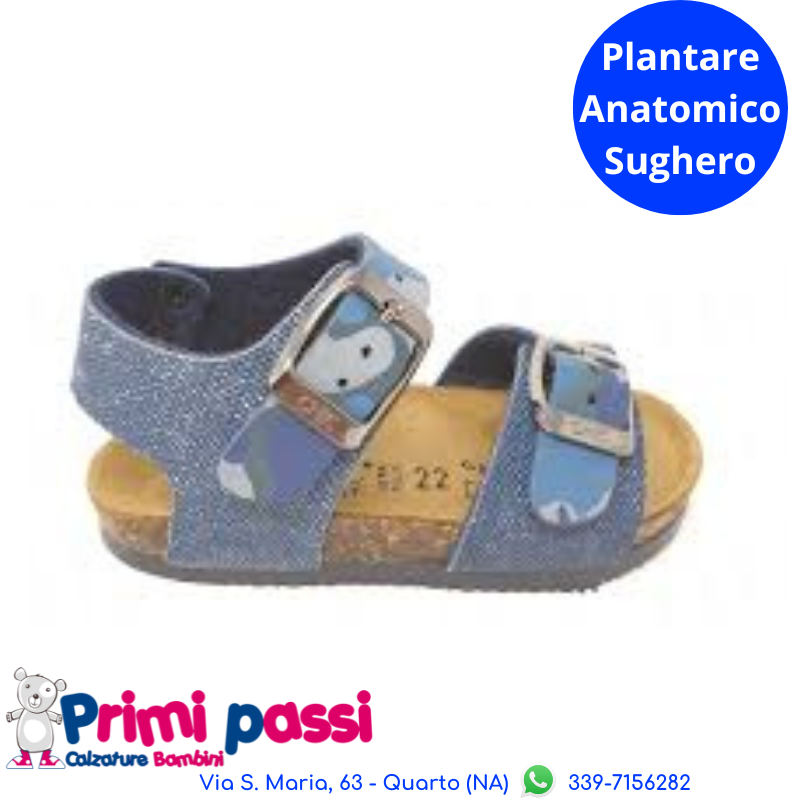 Sandalo Sughero Denim Blu