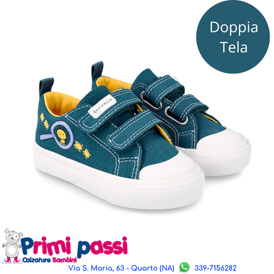 Sneakers Tela Maschietto Blu/Jeansata