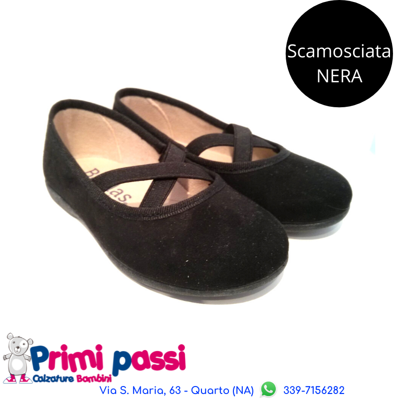 Black double elastic suede ballerina