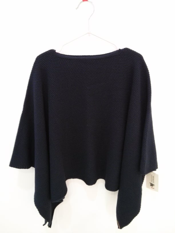 Poncho trama chicco di riso - Blu