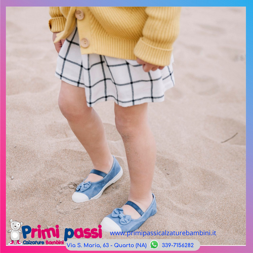 Canvas Ballerina - Blue with Bow