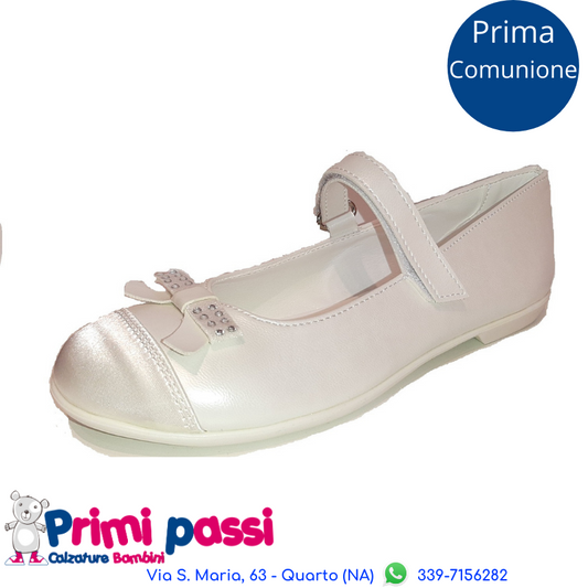 White/Pearl satin toe ballet flats (31-37)