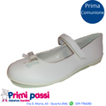 White ballerina flat with rhinestone bow (31-37)