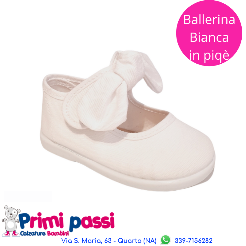 White Pique Bow Ballerina