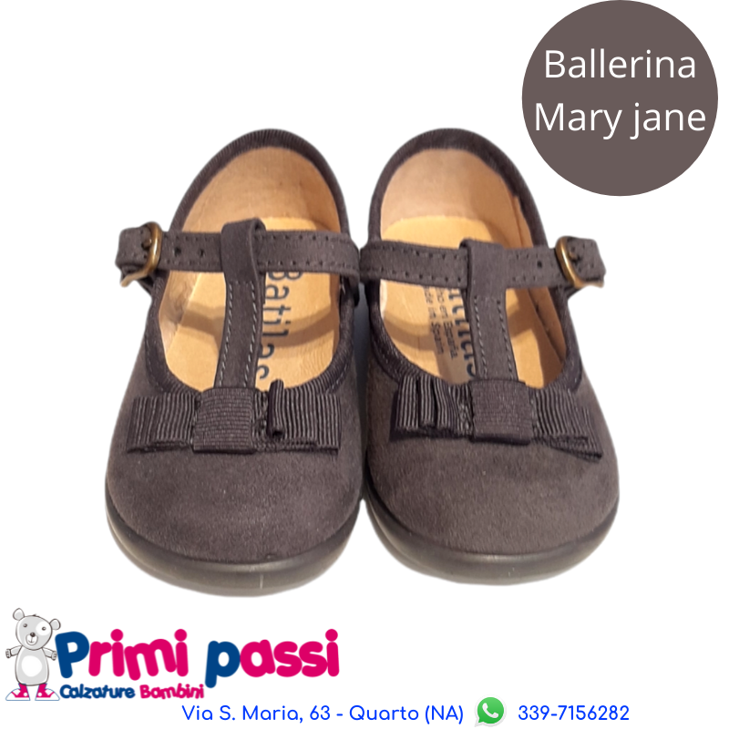 Gray bow T-bar ballet flat