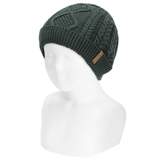 Cappello Maschietto Maglia Spighe - Verde Pino