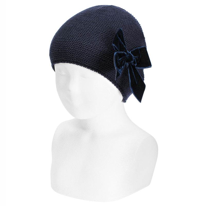 Velvet Bow Hat - Blue