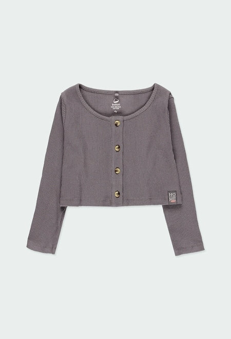 Gray ribbed girl's jacket