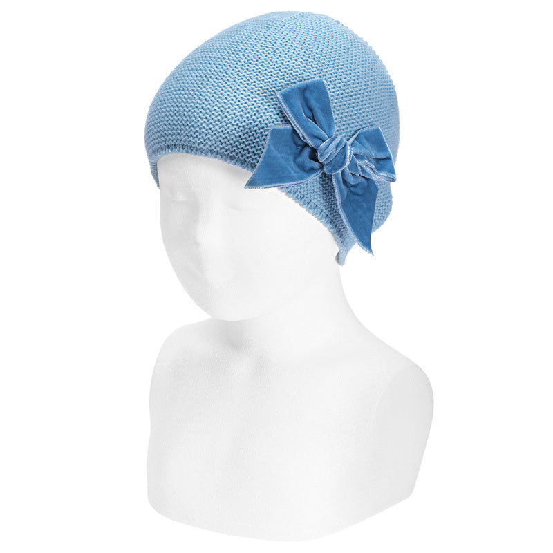 Velvet Bow Hat - Cloud