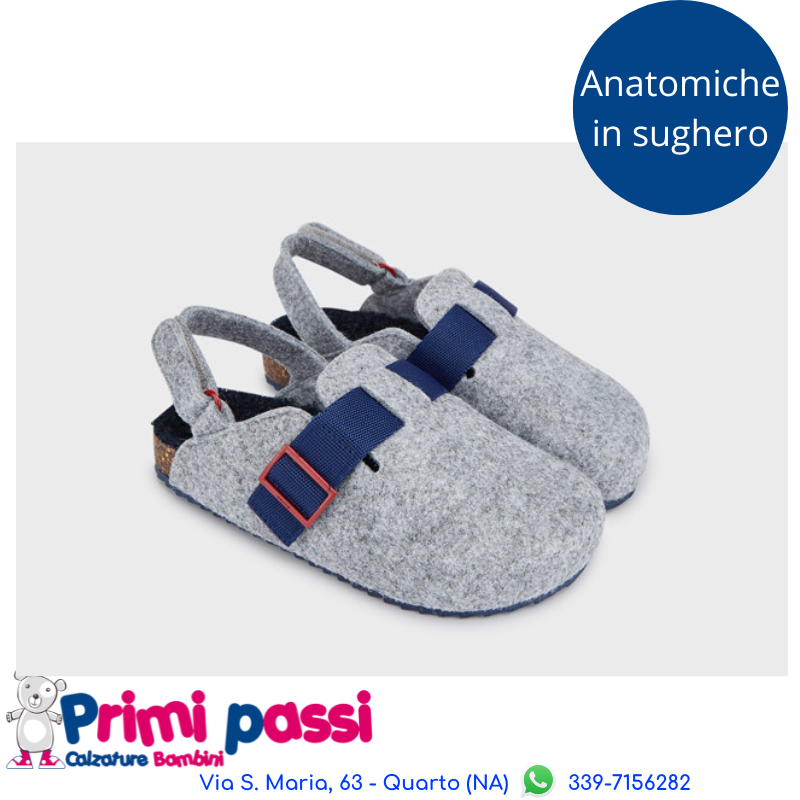 Pantofola anatomica sughero Grigia