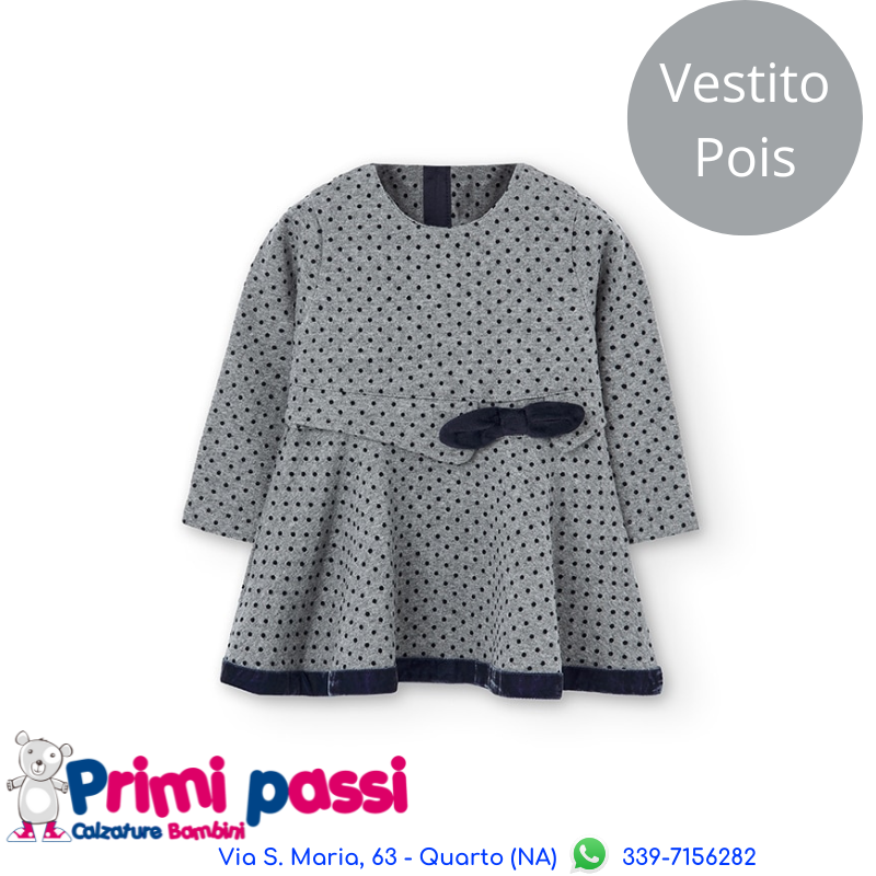 Vestito Pois Fiocco Blu (18M-6A)